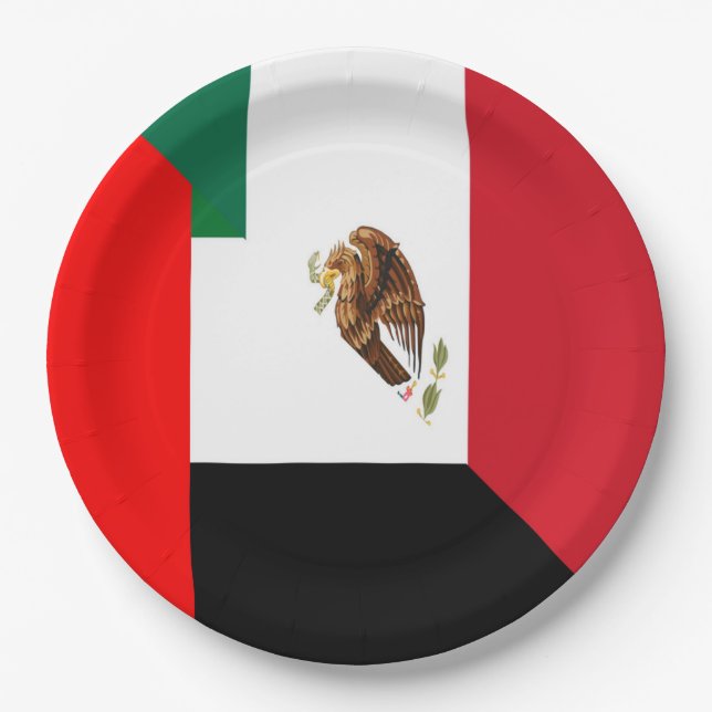 Mexikanische Flagge der Vereinigten Arabischen Emi Pappteller (Vorderseite)