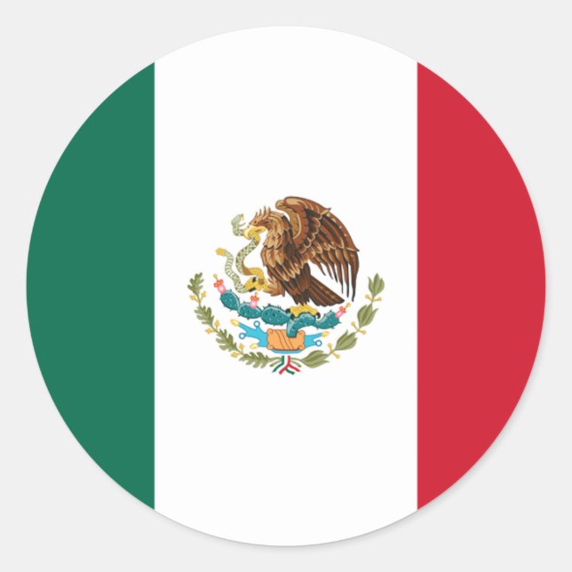 mexikanische Flagge, Flagge Mexikos Runder Aufkleber (Vorderseite)