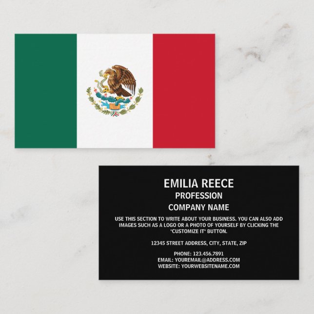 mexikanische Flagge, Flagge Mexikos Visitenkarte (Vorne/Hinten)