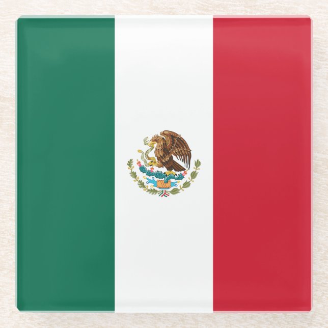 mexikanische Flagge Glasuntersetzer (Vorderseite)