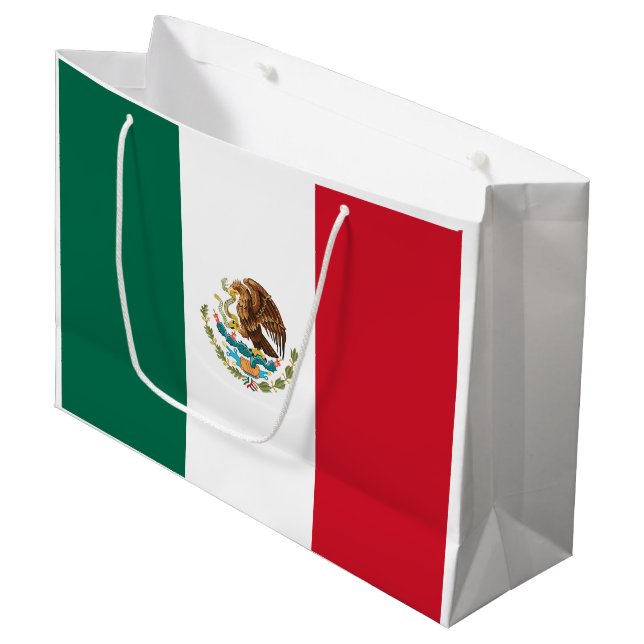 mexikanische Flagge Große Geschenktüte (Vorderseite Schrägansicht)