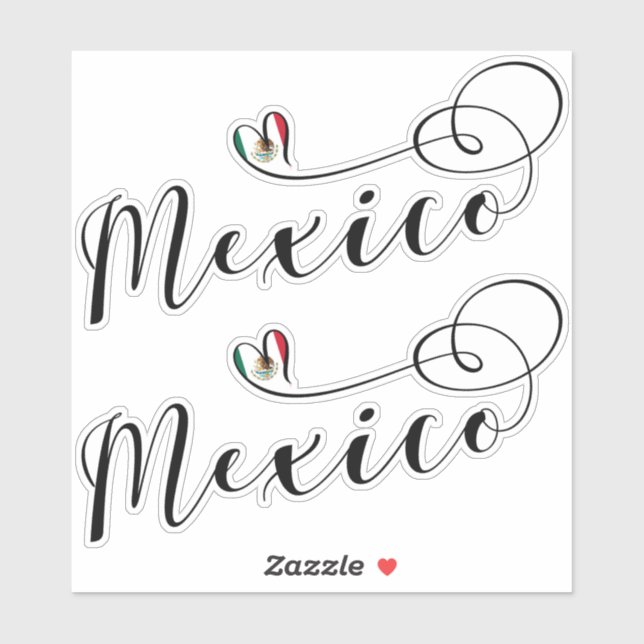 Mexikanische Flagge im Herzen, ich Liebe Mexiko Aufkleber (Blatt)