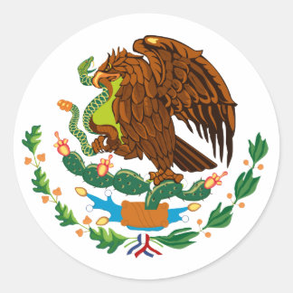 mexikanische Flagge / mexikanische Wappenküste Runder Aufkleber