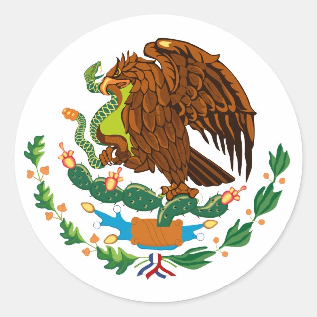 mexikanische Flagge / mexikanische Wappenküste Runder Aufkleber (Vorderseite)