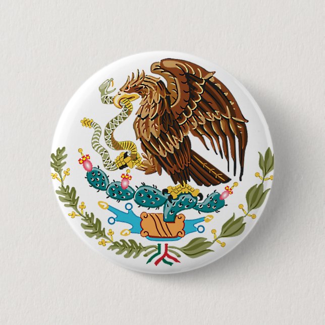 MEXIKANISCHE FLAGGE - MEXIKO-ART - WAPPEN BUTTON (Vorderseite)