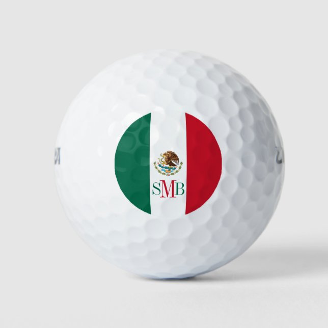 Mexikanische Flagge mit benutzerdefiniertem Monogr Golfball (Vorderseite)