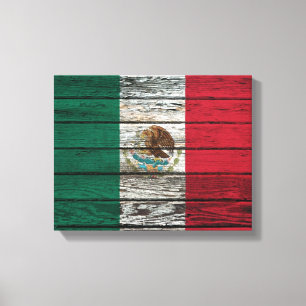 Mexikanische Flagge mit rauem hölzernem Leinwanddruck