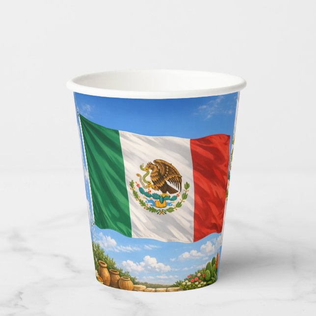Mexikanische Flagge Pappbecher (Vorderseite)