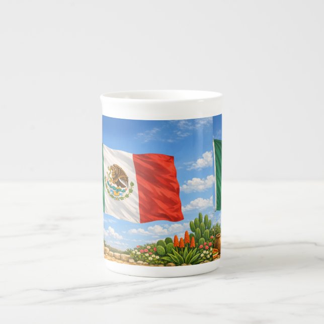 Mexikanische Flagge  Prozellantasse (Vorderseite)