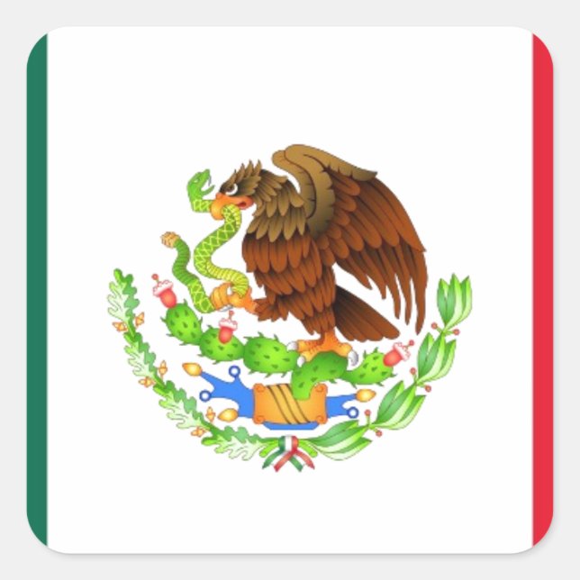 mexikanische Flagge Quadratischer Aufkleber (Vorderseite)