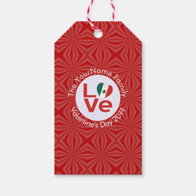 Mexikanische Flagge Rote LIEBE Geschenkanhänger (Vorderseite)