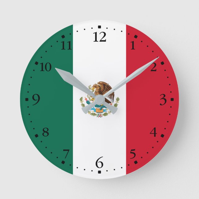 mexikanische Flagge Runde Wanduhr (Vorderseite)