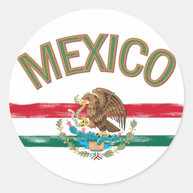 Mexikanische Flagge Runder Aufkleber (Vorderseite)