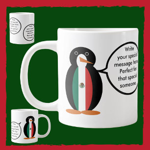 Mexikanische Flagge Sprechende Frau Pinguin Riesig Jumbo-Tasse
