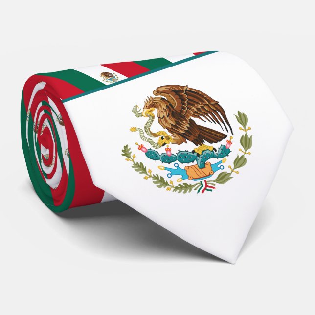 mexikanische Flagge und Wappen, Flagge Mexikos Krawatte (Gerollt)
