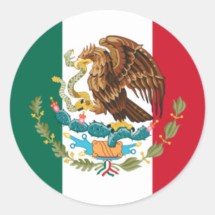 mexikanische Flagge und Wappen, Flagge Mexikos Runder Aufkleber
