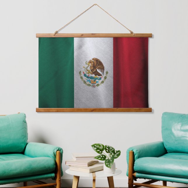 mexikanische Flagge Wandteppich Mit Holzrahmen (Wohnzimmer)