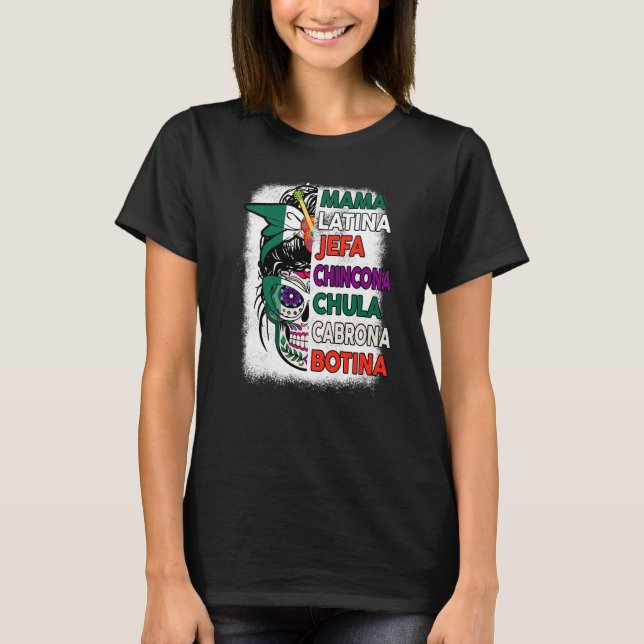 Mexikanische Flagge Zucker Skull Mama Jefa Mexico  T-Shirt (Vorderseite)