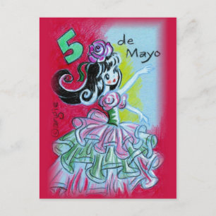 Mexikanische Flamenco-Tänzerin zum Cinco De Mayo Postkarte