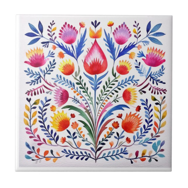 mexikanische Flora Talavera Hacienda Style Tile Fliese (Vorderseite)