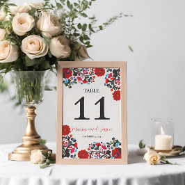Mexikanische florale Elegante farbenfrohe Fiesta W Tischnummer