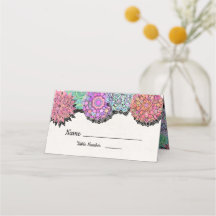 Mexikanische florale Fiesta Mandala Tischkarten
