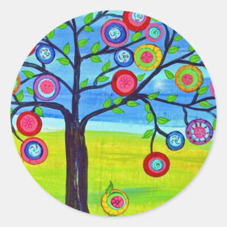 mexikanische Folklorekunst Art Tree of Life Runder Aufkleber