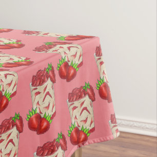 Mexikanische Fresken Crema Erdbeeren und Creme Tischdecke