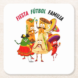 Mexikanische Fußball-Festa-Familienparty-Unterlage Rechteckiger Pappuntersetzer