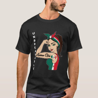 Mexikanische Girl-Unbrechliches T-Shirt Mexiko Fla
