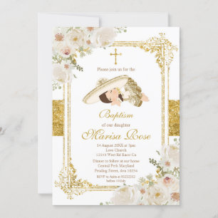 Mexikanische Goldfiesta Girl Taufe Christening Einladung