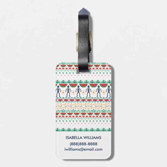 Mexikanische Grafik Frida Kahlos | Gepäckanhänger (Rückseite vertikal)