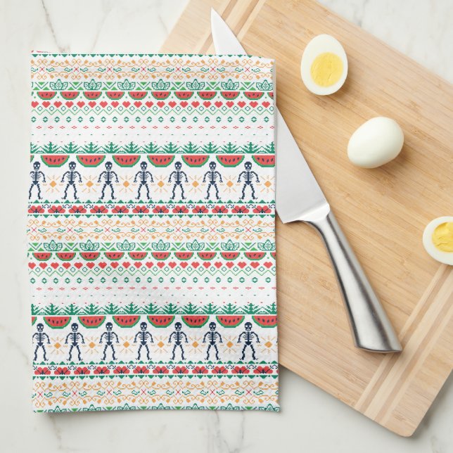 Mexikanische Grafik Frida Kahlos | Küchentuch (Viertel Falte)