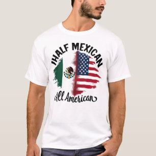 Mexikanische halb mexikanische Amerikanerflaggenmä T-Shirt