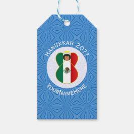 Mexikanische Hanukkah-Flagge mit Engel Personalize Geschenkanhänger