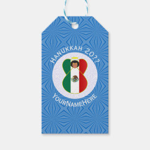Mexikanische Hanukkah-Flagge mit Engel Personalize Geschenkanhänger