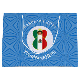 Mexikanische Hanukkah-Flagge mit Engel Personalize Große Geschenktüte
