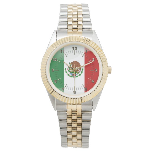 Mexikanische Hochglanzflagge Armbanduhr (Vorderseite)