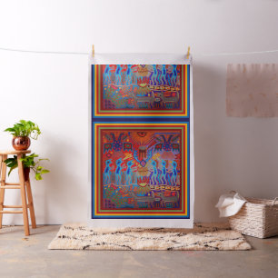 Mexikanische Huichol-Garnmalerei Peyote-Design Stoff