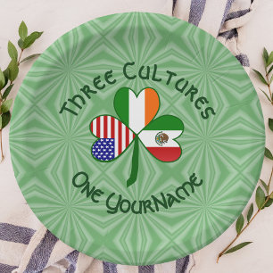 Mexikanische Irisch Amerikanische Flaggen Shamrock Pappteller