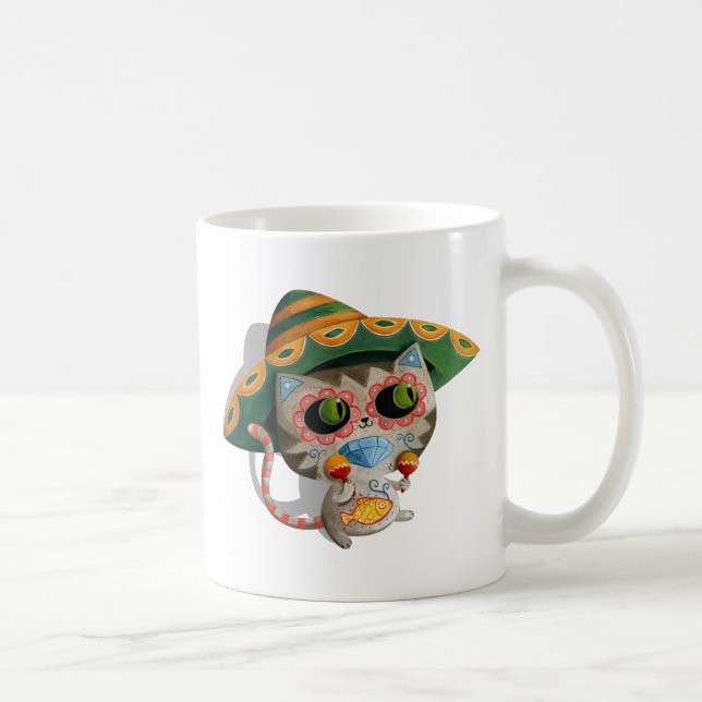 Mexikanische Katze mit Sombrero Kaffeetasse (Rechts)