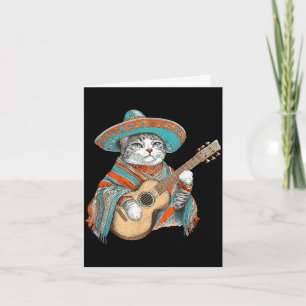 Mexikanische Katzenponcho-Sombrero-Katze spielt Gi Karte