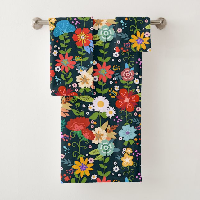 Mexikanische Kunst des Blumenvolks Badhandtuch Set (Insitu)