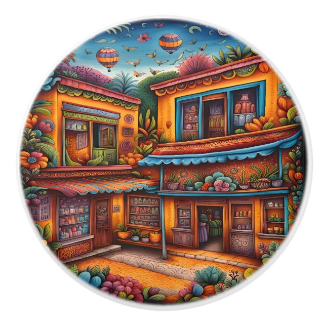 mexikanische Kunst Keramikknauf (Vorderseite)