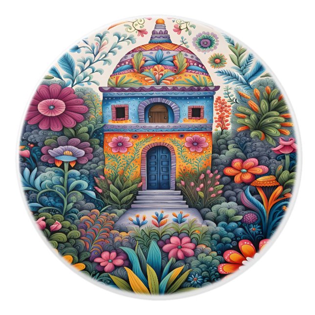 mexikanische Kunst Keramikknauf (Vorderseite)