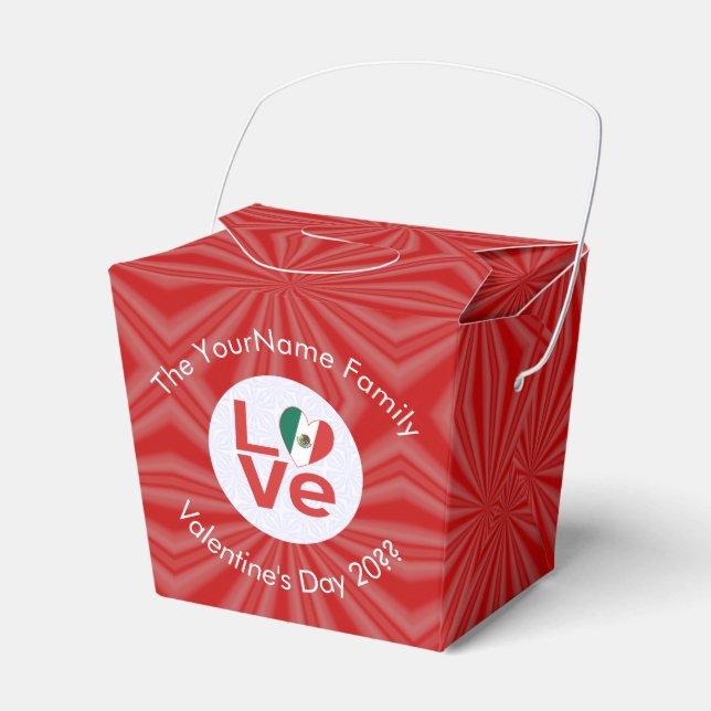 Mexikanische LIEBE Herzenflagge Valentine Personal Geschenkschachtel (Vorderseite)