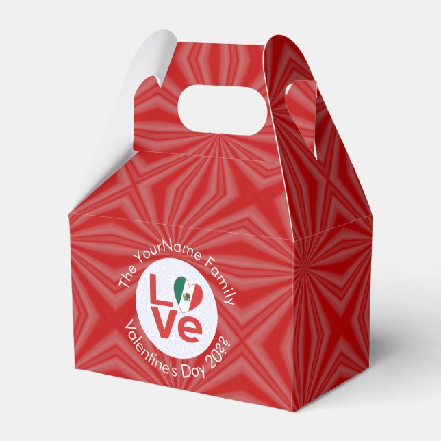 Mexikanische LIEBE Herzenflagge Valentine Personal Geschenkschachtel (Vorderseite)