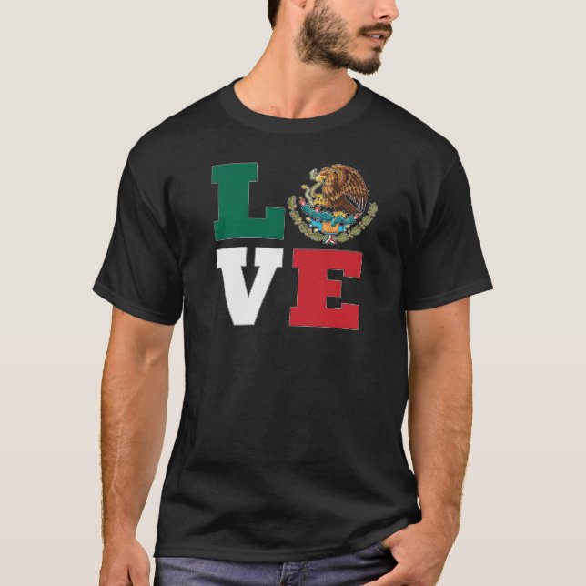 Mexikanische LIEBE Wappen mit Goldenem Adler T-Shirt (Vorderseite)