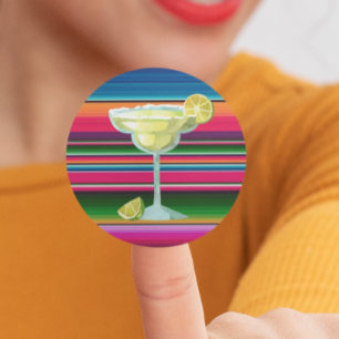 Mexikanische Margarita-Decke Sarape Limes Runder Aufkleber