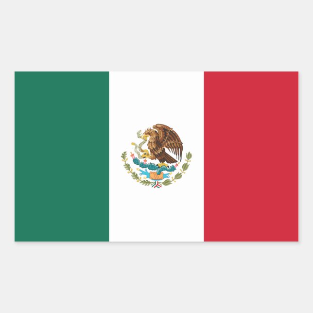 mexikanische/mexikanische Flagge Rechteckiger Aufkleber (Vorderseite)